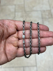 925 Sterling Silver Anchor Forzentina Link Necklace 3.5mm Oxidized Finish, Sterling Silver, Necklace, Men Women , Italian