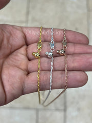 925 Sterling Silver Anchor Mariner Link Adjustable Chain Necklace 24" 2mm, Anchor Chain, 14k Yellow Gold, 14k Rose Gold, Silver