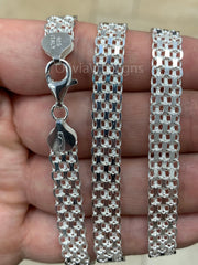 925 Sterling Silver Bismark Bizmark Diamond Cut Chain Necklace Italy 8mm , Lobster Clasp, New, Italy, Gift, Men, Woman