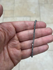 925 Sterling Silver Black Rhodium 3mm Moon Cut Ball Bead Elastic Bracelet, Genuine 925 - Solid 925 - Made In Italy - Beautiful Shine