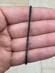 925 Sterling Silver Black Rhodium Anchor Forzata Link Cable 2.5mm Chain, 16''-30'' , Made In Italy