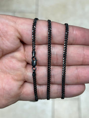 925 Sterling Silver Black Rhodium Italian Solid Cuban Curb Link Chain 16'' 18'' 20'' 22'' 24'' 26'' 28'' 30'' 2.50MM Chain For Men, Black