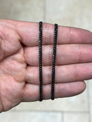 925 Sterling Silver Black Rhodium Italian Solid Cuban Curb Link Chain 16'' 18'' 20'' 22'' 24'' 26'' 28'' 30'' 2.50MM Chain For Men, Black
