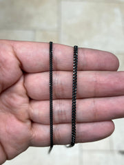 925 Sterling Silver Black Rhodium Italian Solid Cuban Curb Link Chain 16'' 18'' 20'' 22'' 24'' 30'' 2.00mm 2.5mm Chain For Men, Gift, Black