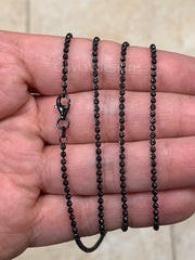 925 Sterling Silver Black Rhodium Moon Cut Ball Bead Chain 2.00mm Necklace 16''-36''  - Genuine 925 - Solid 925 - Made In Italy - Black