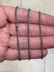 925 Sterling Silver Black Rhodium Popcorn Coreana Chain 1.8mm, Bali Woven Chain, Black Chain Necklace, Rustic Chain For Pendants, 925
