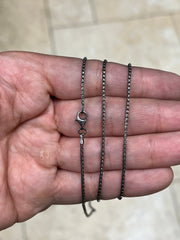 925 Sterling Silver Black Rhodium Round Box Riga Chain 1.50mm Necklace,925 Sterling Silver, Diamond Cut, Italy