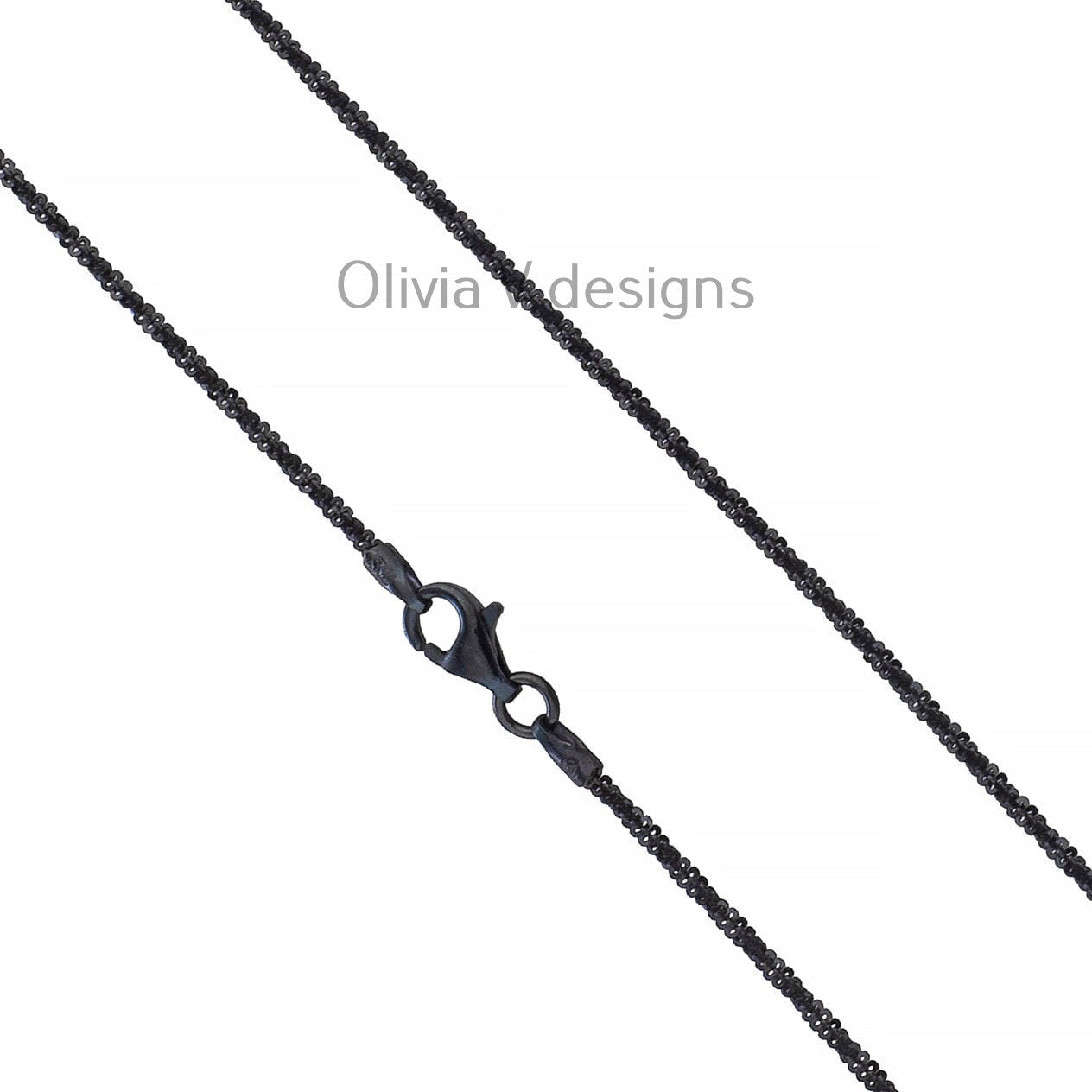 925 Sterling Silver Black Rhodium Sparkle Glitter Margarita Twisted Rock Chain 2.00mm Necklace,925 Sterling Silver, Diamond Cut, Italy