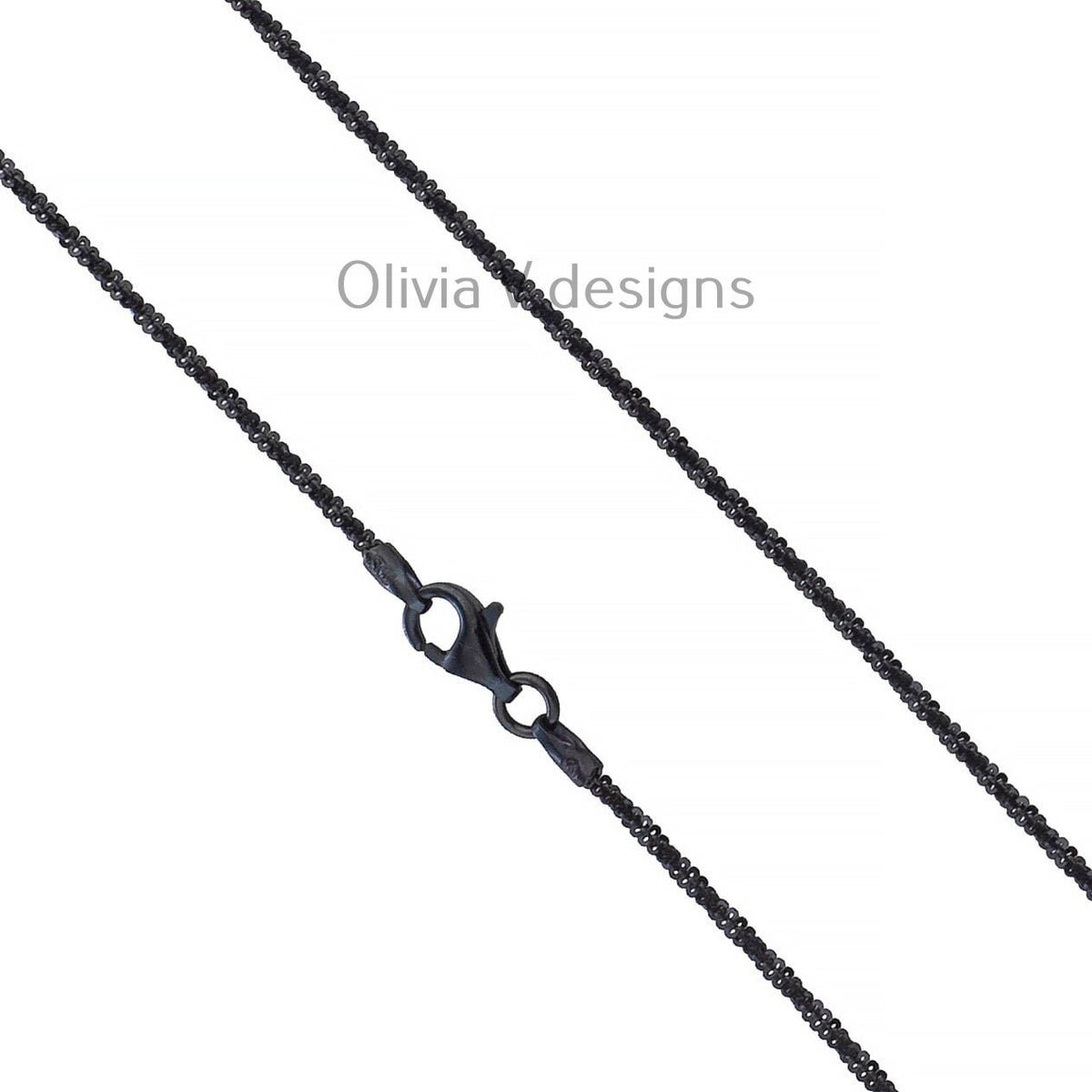925 Sterling Silver Black Rhodium Sparkle Glitter Margarita Twisted Rock Chain 2.00mm Necklace,925 Sterling Silver, Diamond Cut, Italy