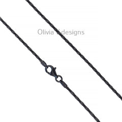 925 Sterling Silver Black Rhodium Sparkle Glitter Margarita Twisted Rock Chain 2.00mm Necklace,925 Sterling Silver, Diamond Cut, Italy