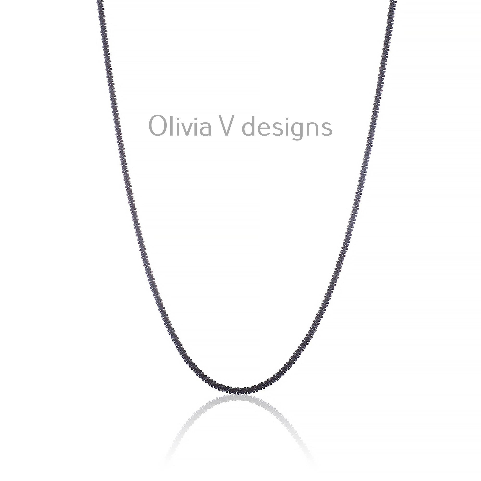 925 Sterling Silver Black Rhodium Sparkle Glitter Margarita Twisted Rock Chain 2.50mm Necklace,925 Sterling Silver, Diamond Cut, Italy