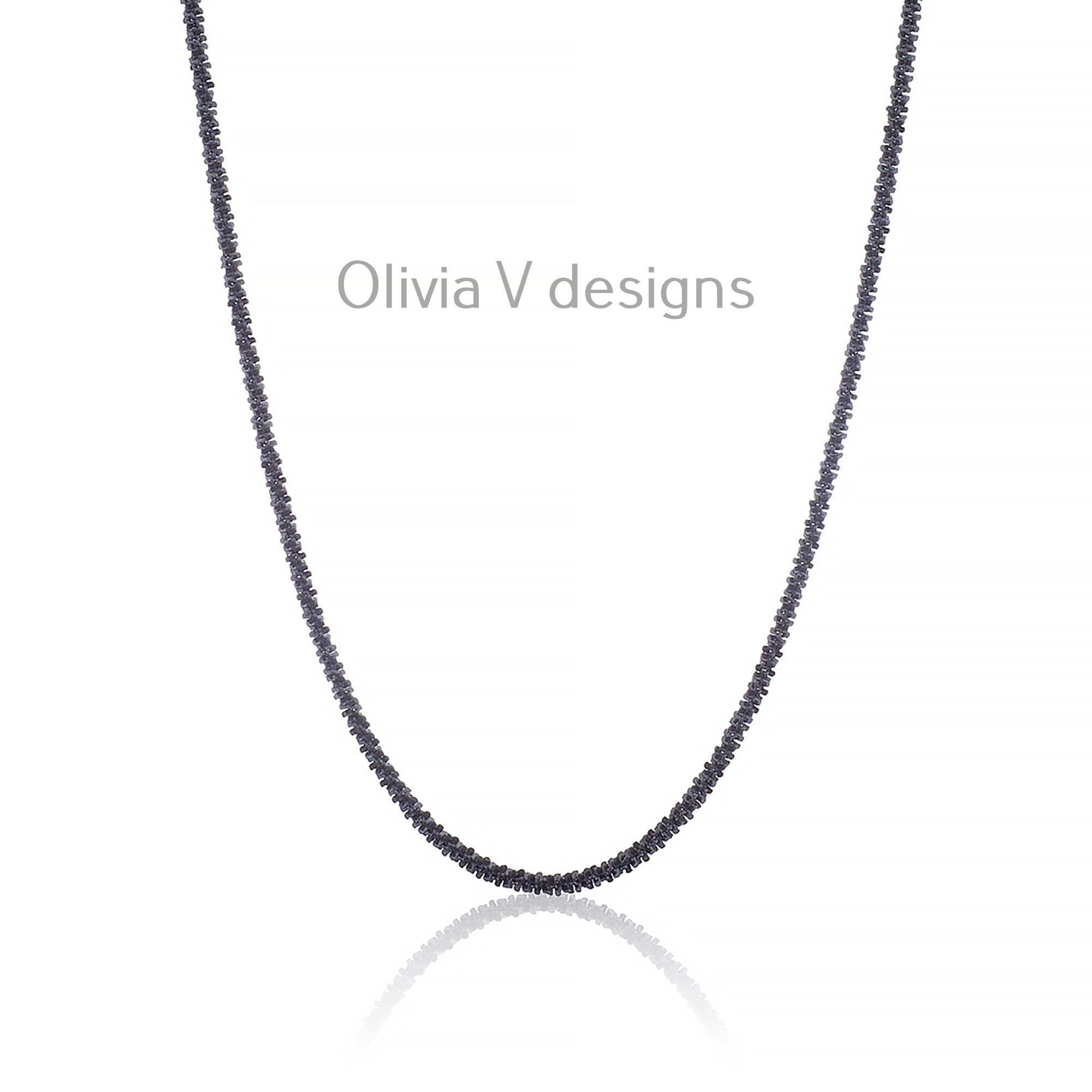 925 Sterling Silver Black Rhodium Sparkle Glitter Margarita Twisted Rock Chain 3mm Necklace,925 Sterling Silver, Diamond Cut, Italy