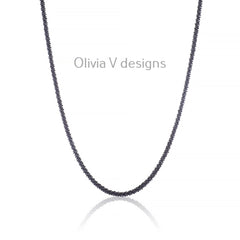 925 Sterling Silver Black Rhodium Sparkle Glitter Margarita Twisted Rock Chain 3mm Necklace,925 Sterling Silver, Diamond Cut, Italy