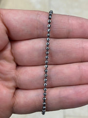 925 Sterling Silver Black White Moon Cut Ball Bead Chain 2.50mm Necklace - Genuine 925 - Solid 925 - Made In Italy - Black