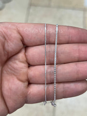925 Sterling Silver Box  Adjustable 1mm 1.3mm Chain, Silver, Sterling Silver Chain, 925 Sterling Silver