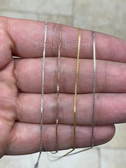925 Sterling Silver Box  Adjustable 1mm Chain, Silver, 14k Yellow Gold, 14k Rose Gold, Sterling Silver Chain, 925 Sterling Silver