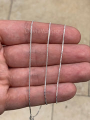 925 Sterling Silver Box  Adjustable 1mm Chain, Silver, Sterling Silver Chain, 925 Sterling Silver, Finished Necklace, 925 Silver