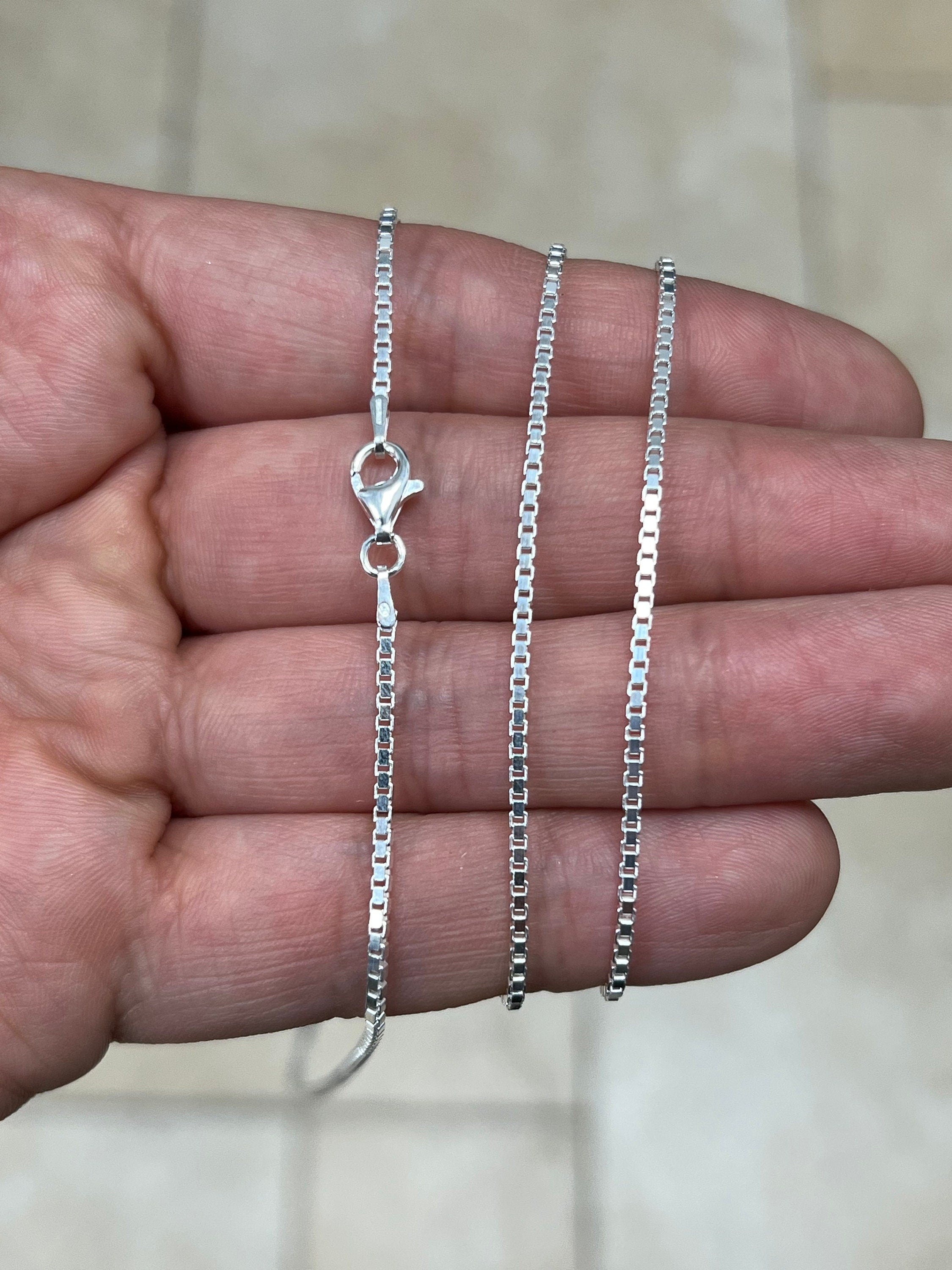 925 Sterling Silver Box Chain 1.50mm, Sterling Silver Chain, .925 Sterling Silver, Finished Necklace, Made In Italy, 16'' Through 30''