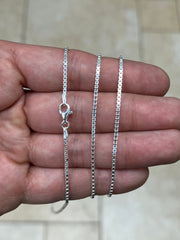 925 Sterling Silver Box Chain 1.50mm, Sterling Silver Chain, .925 Sterling Silver, Finished Necklace, Made In Italy, 16'' Through 30''