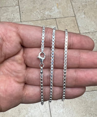 925 Sterling Silver Box Chain 2.20mm, Sterling Silver Chain, .925 Sterling Silver, Finished Necklace, Made In Italy, 16'' Through 30''