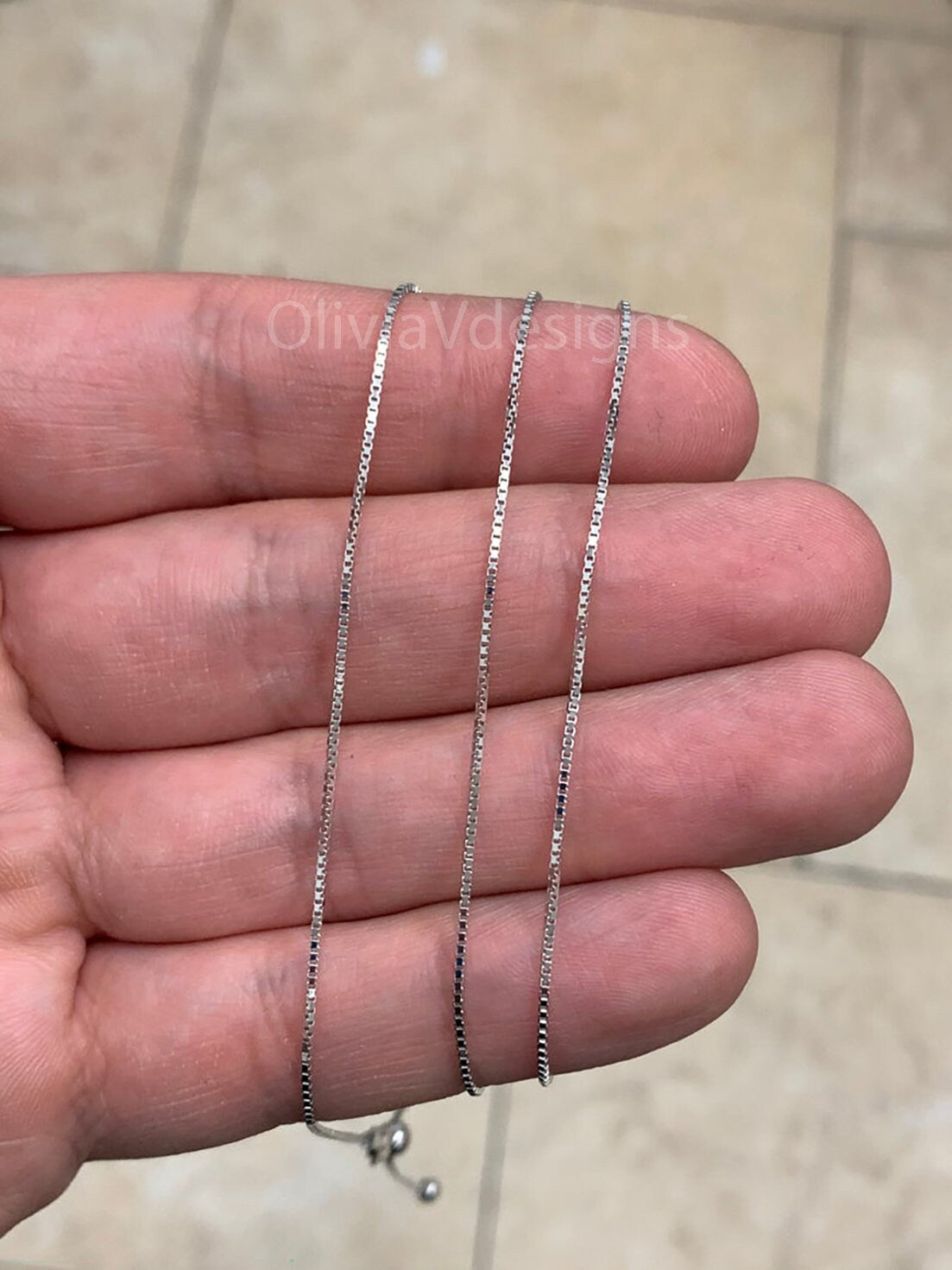 925 Sterling Silver Box  Rhodium Adjustable 1mm Chain, Silver, Sterling Silver Chain, 925 Sterling Silver, Finished Necklace, 925 Silver