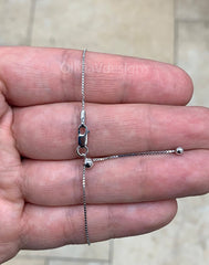 925 Sterling Silver Box  Rhodium Adjustable 1mm Chain, Silver, Sterling Silver Chain, 925 Sterling Silver, Finished Necklace, 925 Silver