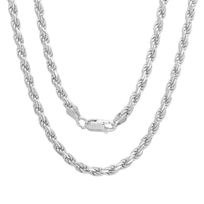 925 Sterling Silver Diamond Cut Rope Necklace Fine Silver Plated 1.5mm 16 18 20 22 24 26 28 30 Inches Made in Italy