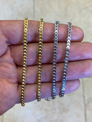 925 Sterling Silver Franco Wheat Foxtail 2.50mm Chain 18'' 20'' 22'' 24'' 26'' 28'' 30'' / Lowest Price / High Quality / Choose Your Color