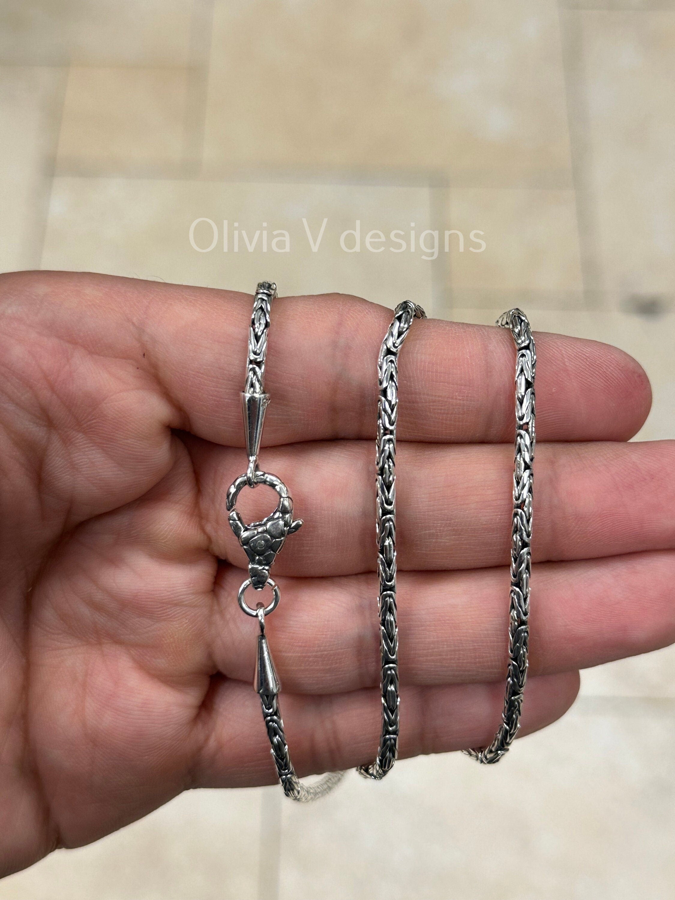 925 Sterling Silver Handmade 2.7mm Round Bali Byzantine Borobudur Chain Necklace Men's 18'' 20'' 22'' 24'' 30''