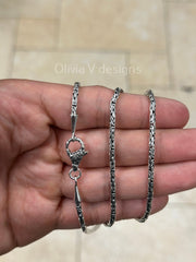 925 Sterling Silver Handmade 2.7mm Round Bali Byzantine Borobudur Chain Necklace Men's 18'' 20'' 22'' 24'' 30''