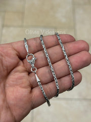 925 Sterling Silver Handmade 2.7mm Round Bali Byzantine Borobudur Chain Necklace Men's 18'' 20'' 22'' 24'' 30''