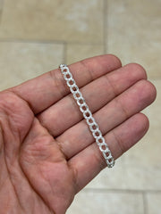 Solid 925 Sterling Silver Italian 5mm Double Link Charm Bracelet And Anklet, Made in Italy, Lengths: 7” 8” 9”