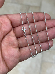 Solid 925 Sterling Silver Italian Ball Bead Chain 1.50mm Necklace, Made in Italy Chains For Men, Necklace for Charms, Dog Tag Necklace
