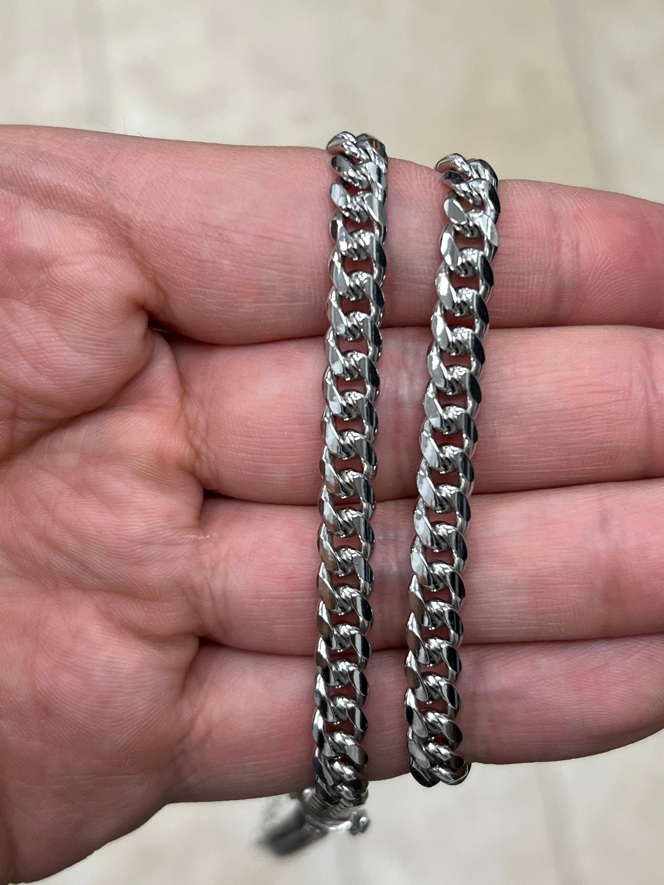 Solid 925 Sterling Silver Italian Chain Necklace, Solid Miami Cuban Curb Link Chain, 6mm Necklace Chain, Gift For Him,  Necklace