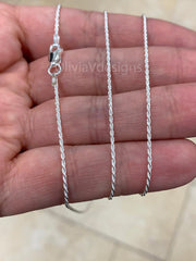 Solid 925 Sterling Silver Italian Rope Chain, 1.2mm, Diamond Cut, Necklace, Made in Italy, Gift For Him, Gift For Her, Rope Necklace