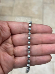 925 Sterling Silver Italian Solid Ball Bead Chain Necklace 18' 20'' 22'' 5mm - Titanium Gunmetal Finish
