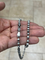 925 Sterling Silver Italian Solid Ball Bead Chain Necklace 18' 20'' 22'' 5mm - Titanium Gunmetal Finish