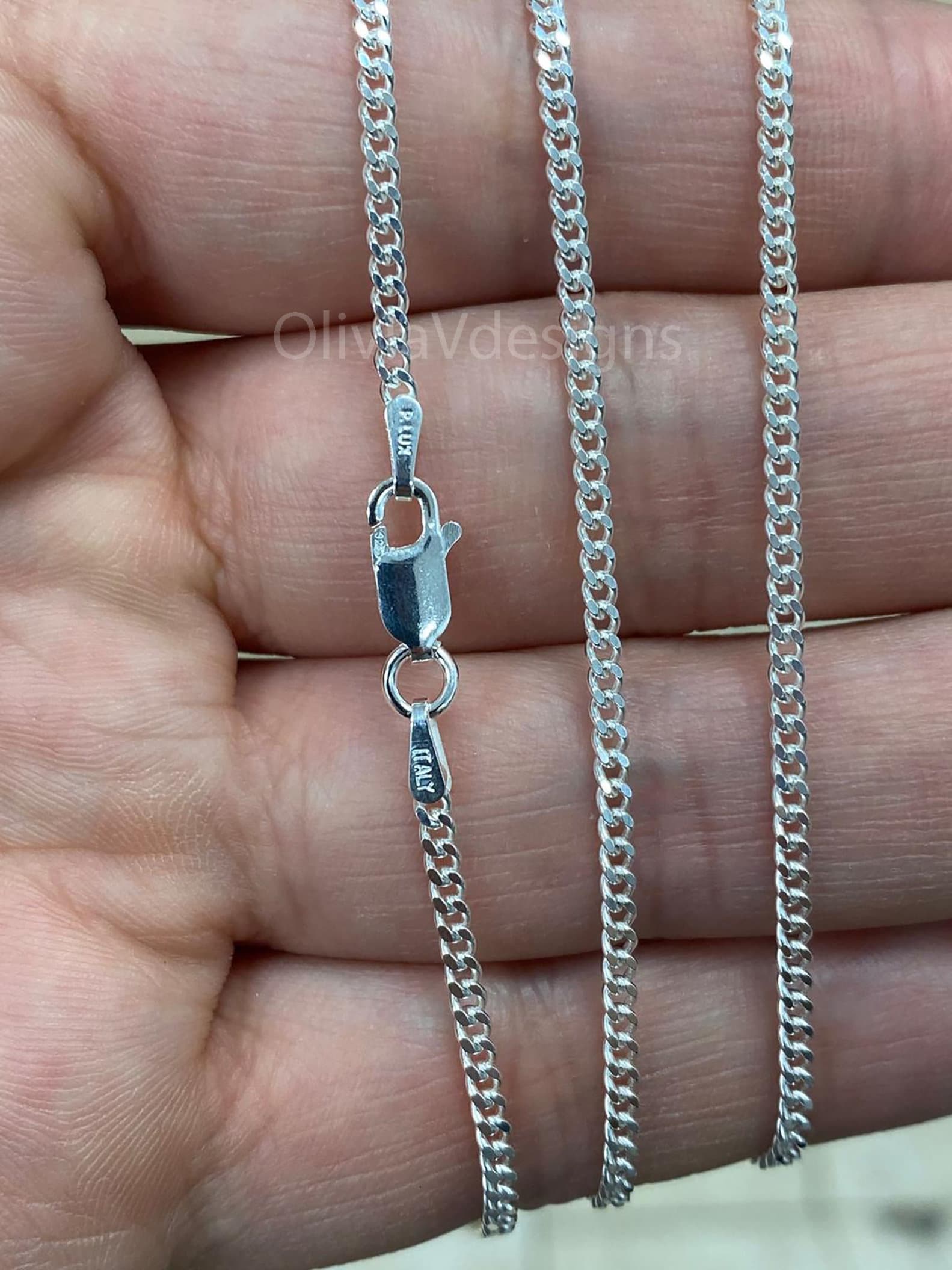 925 Sterling Silver Italian Solid Cuban Curb Link Chain 16'' 18'' 20'' 22'' 24'' 30'' 2.50MM - Genuine 925 Sterling Silver