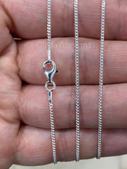 925 Sterling Silver Italian Solid Cuban Curb Link Chain 16'' 18'' 20'' 22'' 24'' 30'' 1.30MM - Genuine 925 Sterling Silver