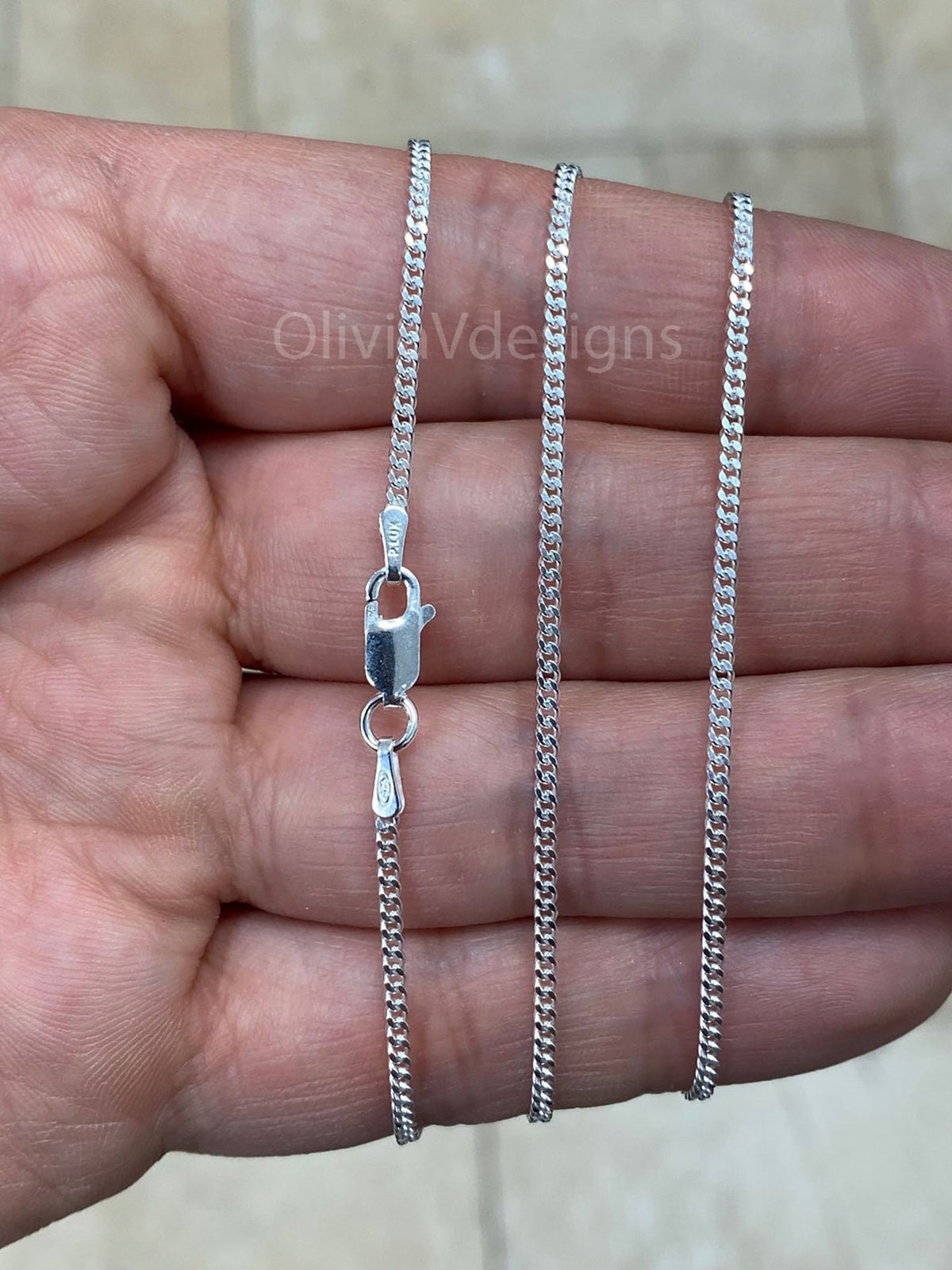 925 Sterling Silver Italian Solid Cuban Curb Link Chain 16'' 18'' 20'' 22'' 24'' 30'' 1.70MM - Genuine 925 Sterling Silver