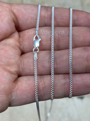 925 Sterling Silver Italian Solid Cuban Curb Link Chain 16'' 18'' 20'' 22'' 24'' 30'' 1.70MM - Genuine 925 Sterling Silver