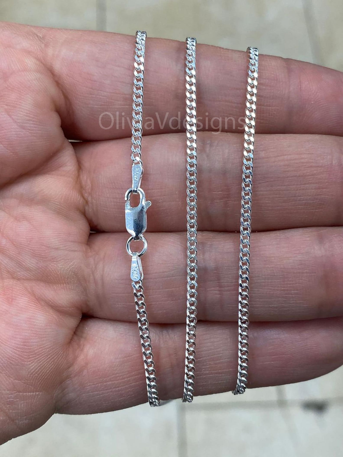 925 Sterling Silver Italian Solid Cuban Curb Link Chain 16'' 18'' 20'' 22'' 24'' 30'' 2.50MM - Genuine 925 Sterling Silver