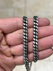 925 Sterling Silver Italian Solid Miami Cuban Curb Link Necklace Chain 20'' 22'' 24'' 30'' 6mm - Titanium Gunmetal Finish