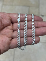 925 Sterling Silver Italian Solid Monaco Cuban Curb Link Chain 18'' 20'' 22'' 24'' 30'' 5mm - Genuine 925 Sterling Silver