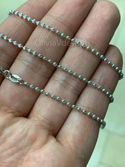 925 Sterling Silver Moon Cut Ball Bead Chain 2mm Necklace  16''-24''  - Genuine 925 - Solid 925 - Made In Italy