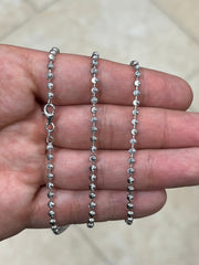 925 Sterling Silver Moon Cut Ball Bead Chain 3mm Necklace  20'' 22'' 24'' 30''  - Genuine 925 - Solid 925 - Made In Italy - Beautiful Shine