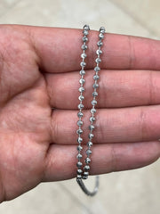 925 Sterling Silver Moon Cut Ball Bead Chain 3mm Necklace  20'' 22'' 24'' 30''  - Genuine 925 - Solid 925 - Made In Italy - Beautiful Shine