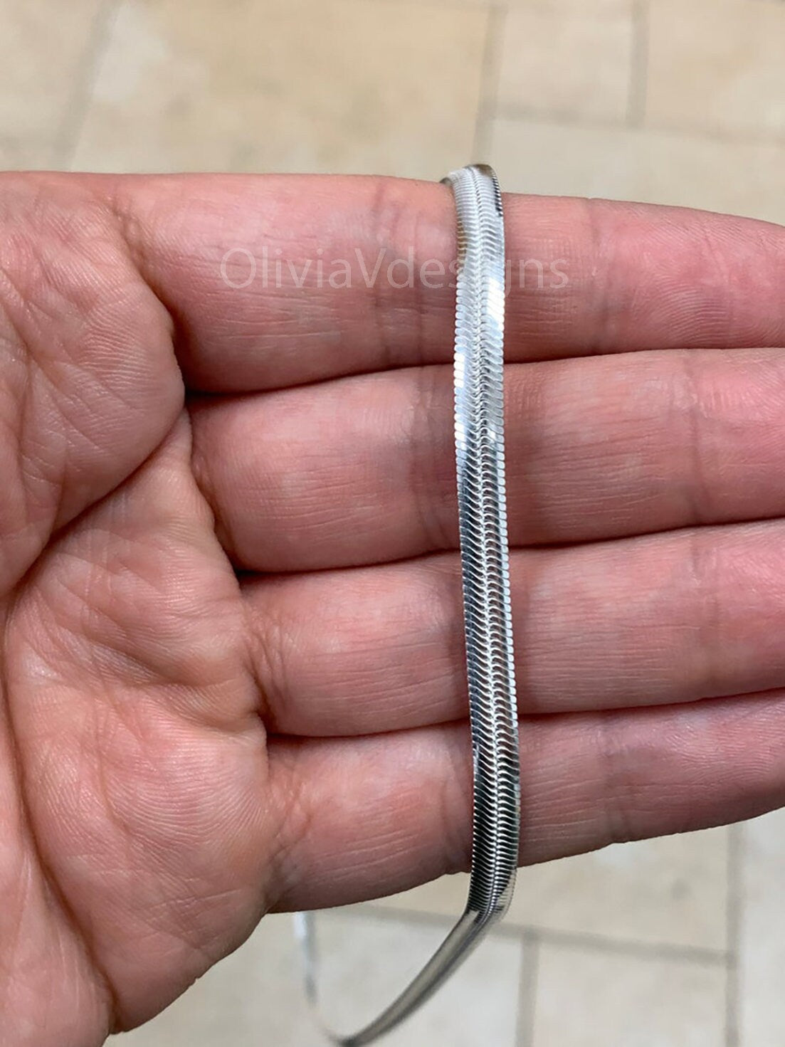 925 Sterling Silver Oval  Herringbone Necklace, Flex Layering Chain 4.2mm Silver Oval Snake Chain, Italian Necklace, Magic Oval