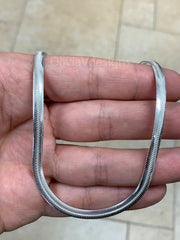 925 Sterling Silver Oval  Herringbone Necklace, Flex Layering Chain 4.2mm Silver Oval Snake Chain, Italian Necklace, Magic Oval