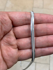 925 Sterling Silver Oval  Herringbone Necklace, Flex Layering Chain 4.2mm Silver Oval Snake Chain, Italian Necklace, Magic Oval